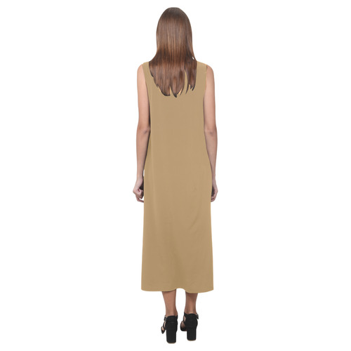 Pale Gold Phaedra Sleeveless Open Fork Long Dress (Model D08)