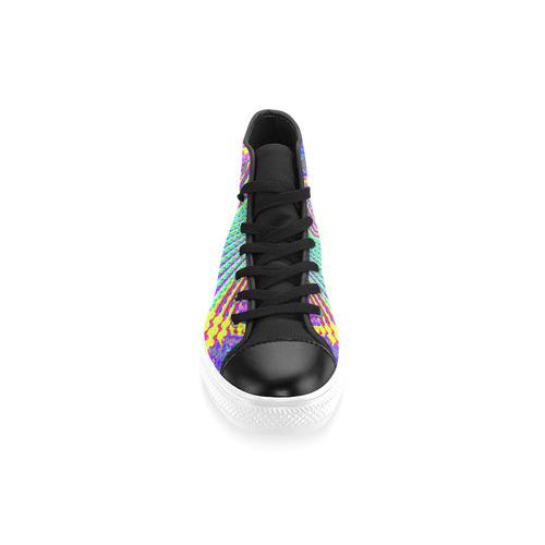 Multicolored Olympic Torches Fractal Abstract Men’s Classic High Top Canvas Shoes /Large Size (Model 017)