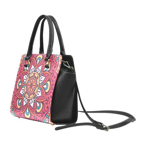 Red Bohemian Mandala Design Classic Shoulder Handbag (Model 1653)