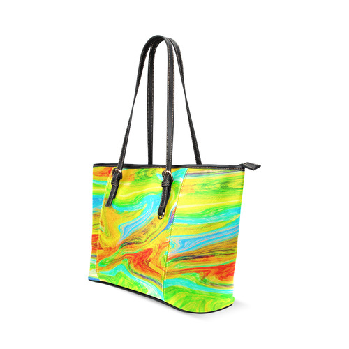 Happy Multicolor Painting Leather Tote Bag/Large (Model 1640)