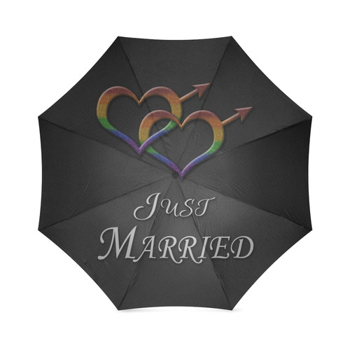 Just Married Gay Pride Foldable Umbrella (Model U01)