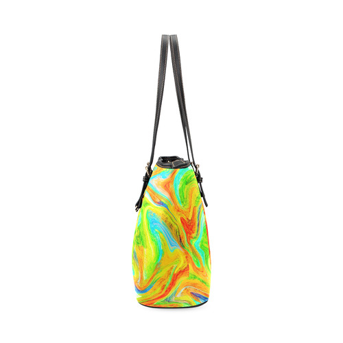 Happy Multicolor Painting Leather Tote Bag/Small (Model 1640)