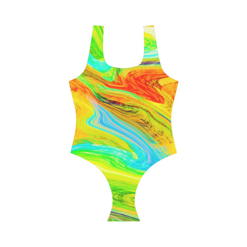 Happy Multicolor Painting Vest One Piece Swimsuit (Model S04)