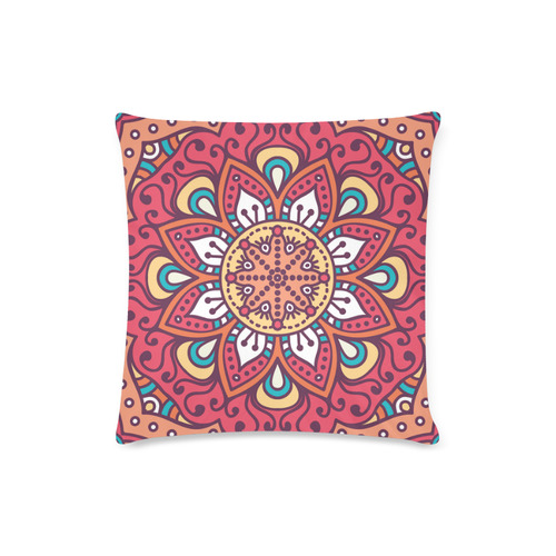 Red Bohemian Mandala Design Custom Zippered Pillow Case 16"x16"(Twin Sides)