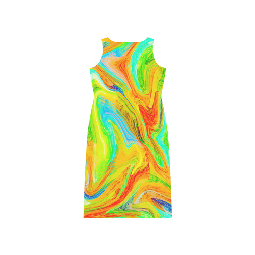 Happy Multicolor Painting Phaedra Sleeveless Open Fork Long Dress (Model D08)