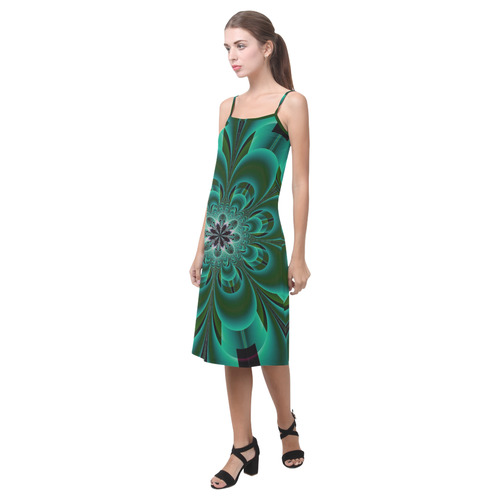 Emerald Green Mandala Flower Alcestis Slip Dress (Model D05)