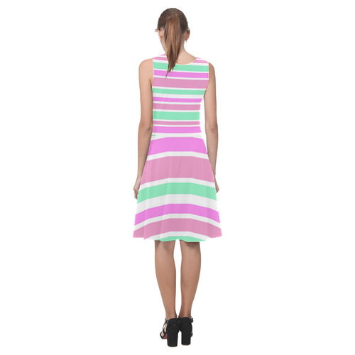Pink Green Stripes Pattern Atalanta Casual Sundress(Model D04)