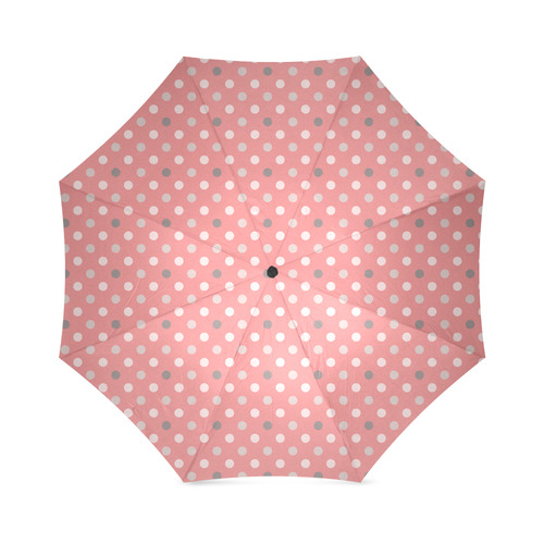 Pink With Cream Dots Pattern Foldable Umbrella (Model U01)