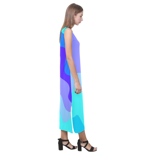 Blue Waves. Inspired by the Magic Island of Gotland. Phaedra Sleeveless Open Fork Long Dress (Model D08)