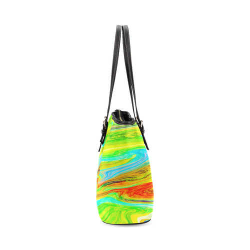 Happy Multicolor Painting Leather Tote Bag/Large (Model 1640)