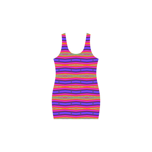 Bright Pink Purple Stripe Abstract Medea Vest Dress (Model D06)