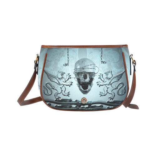 Scary skull with lion Saddle Bag/Small (Model 1649) Full Customization