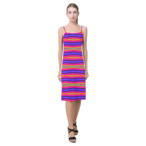 Pink Purple Striped Abstract Alcestis Slip Dress (Model D05)