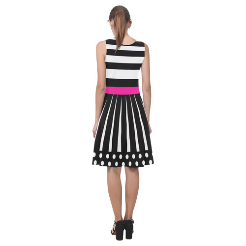 Black and White Stripes & Dots by ArtformDesigns Atalanta Casual Sundress(Model D04)