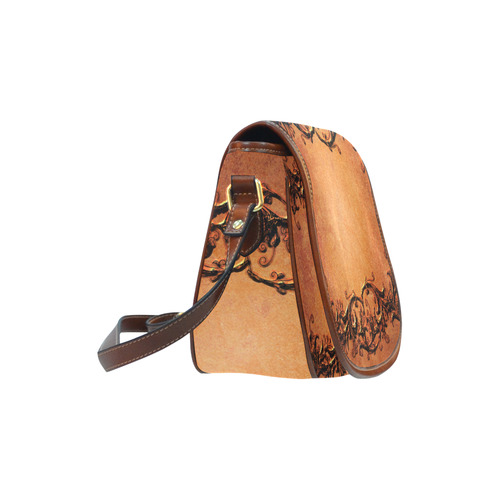 Decorative vintage design and floral elements Saddle Bag/Small (Model 1649) Full Customization