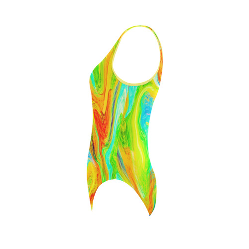 Happy Multicolor Painting Vest One Piece Swimsuit (Model S04)