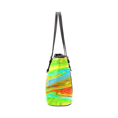 Happy Multicolor Painting Leather Tote Bag/Large (Model 1640)