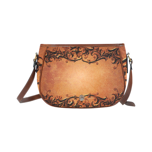 Decorative vintage design and floral elements Saddle Bag/Small (Model 1649) Full Customization