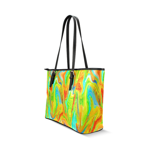 Happy Multicolor Painting Leather Tote Bag/Large (Model 1640)