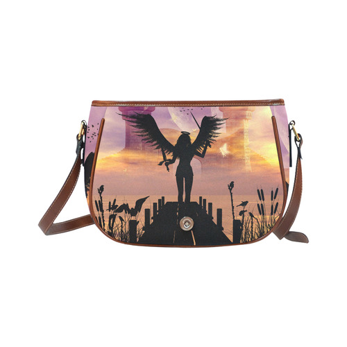 Angel on a jetty in the sunset Saddle Bag/Small (Model 1649) Full Customization