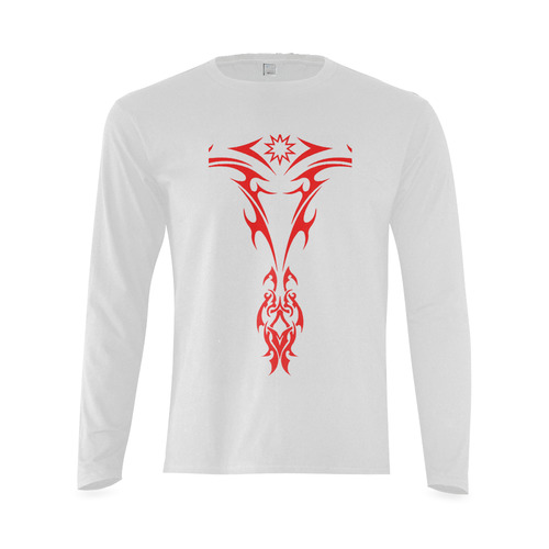 Red Tribal Art Sunny Men's T-shirt (long-sleeve) (Model T08)