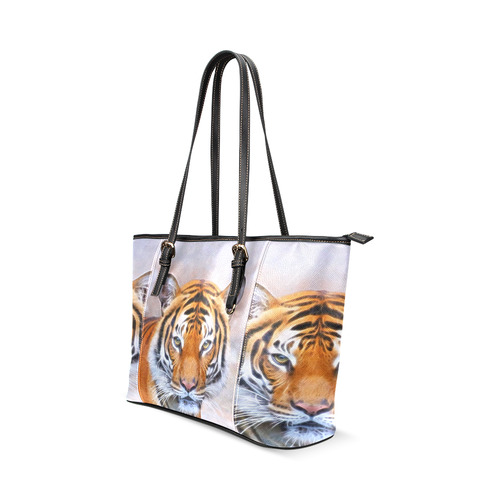 Animal ArtStudio 916 Tiger Leather Tote Bag/Small (Model 1640)