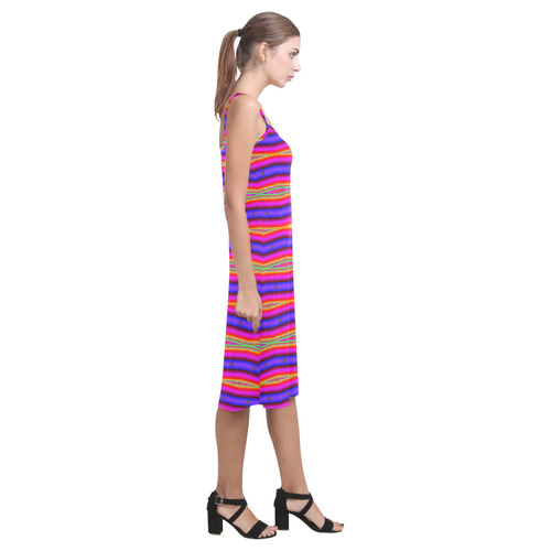 Pink Purple Striped Abstract Alcestis Slip Dress (Model D05)