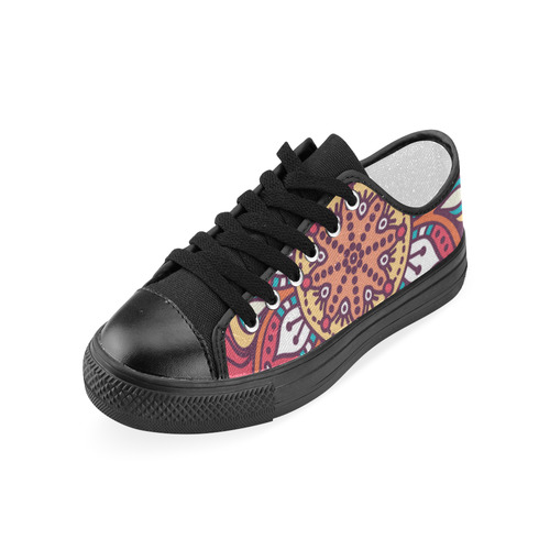 Red Bohemian Mandala Design Women's Classic Canvas Shoes (Model 018)