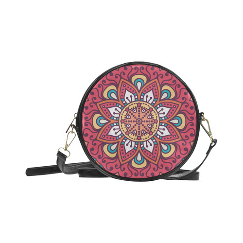 Red Bohemian Mandala Design Round Sling Bag (Model 1647)