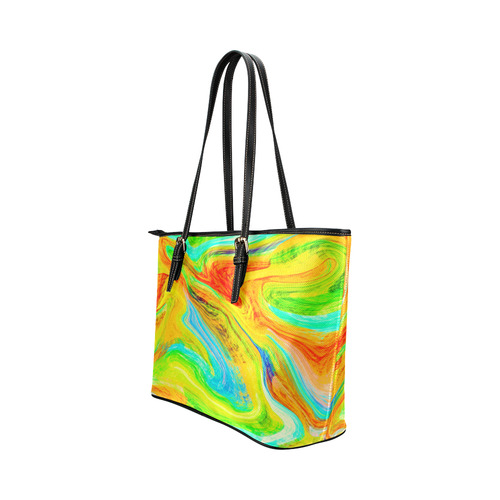 Happy Multicolor Painting Leather Tote Bag/Small (Model 1651)