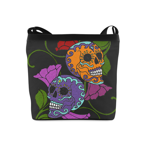 Día De Los Muertos Two Skulls Flowers Crossbody Bags (Model 1613)