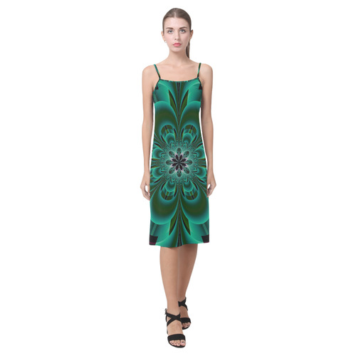 Emerald Green Mandala Flower Alcestis Slip Dress (Model D05)