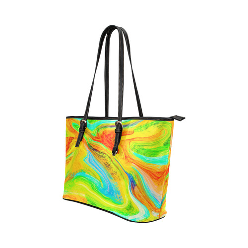 Happy Multicolor Painting Leather Tote Bag/Small (Model 1651)