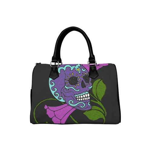 Día De Los Muertos Skull Flowers Boston Handbag (Model 1621)