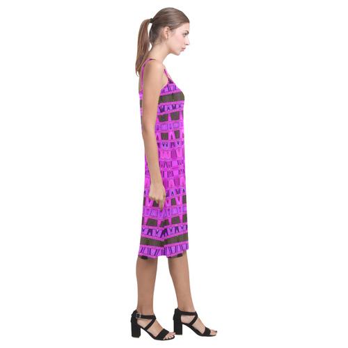 Pink Black Abstract Pattern Alcestis Slip Dress (Model D05)
