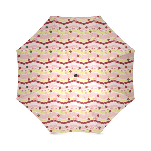 Strawberry Swirl Chevron Pattern Foldable Umbrella (Model U01)
