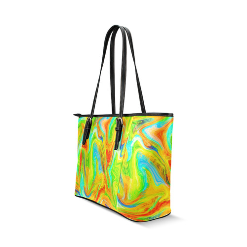 Happy Multicolor Painting Leather Tote Bag/Small (Model 1640)