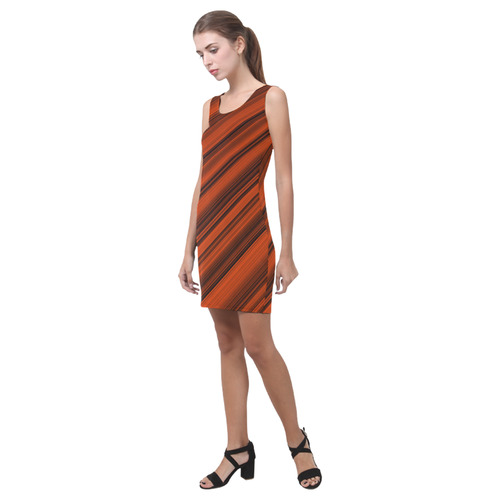 Orange Black Diagonal Stripes Medea Vest Dress (Model D06)