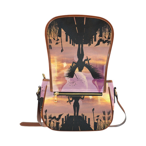 Angel on a jetty in the sunset Saddle Bag/Small (Model 1649) Full Customization