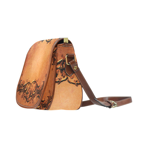 Decorative vintage design and floral elements Saddle Bag/Small (Model 1649) Full Customization