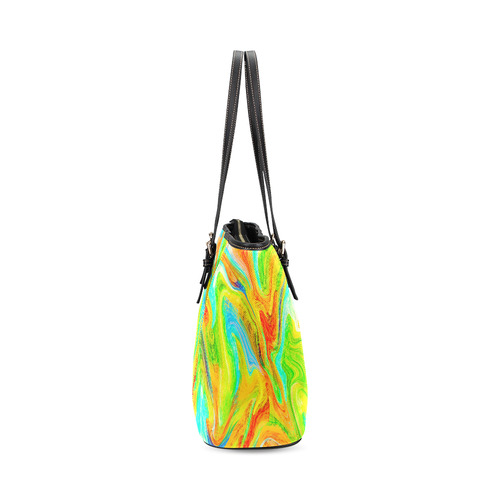 Happy Multicolor Painting Leather Tote Bag/Large (Model 1640)