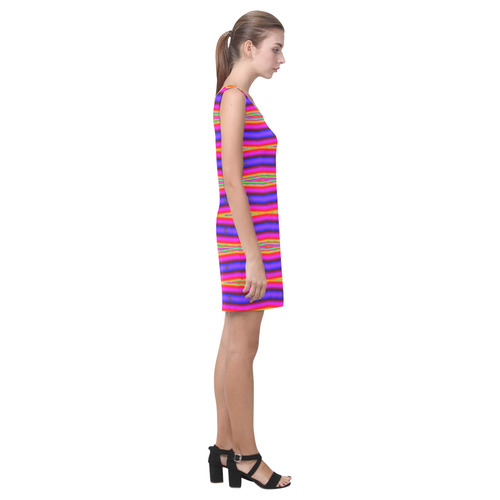 Bright Pink Purple Stripe Abstract Medea Vest Dress (Model D06)