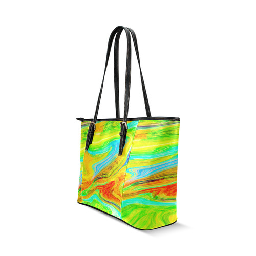 Happy Multicolor Painting Leather Tote Bag/Large (Model 1640)