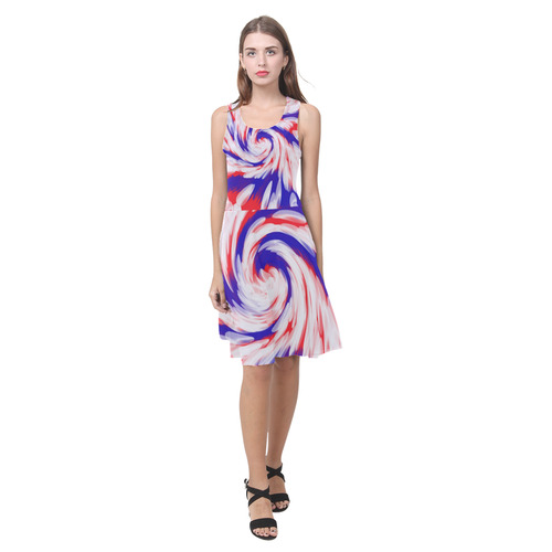 Red White Blue USA Patriotic Abstract Atalanta Casual Sundress(Model D04)