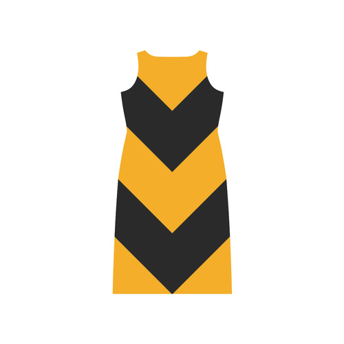 Orange Black Chevron Phaedra Sleeveless Open Fork Long Dress (Model D08)