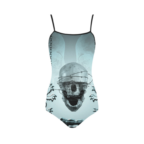 Scary skull with lion Strap Swimsuit ( Model S05)