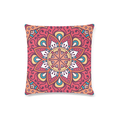 Red Bohemian Mandala Design Custom Zippered Pillow Case 16"x16"(Twin Sides)