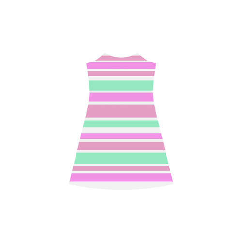 Pink Green Stripes Pattern Alcestis Slip Dress (Model D05)