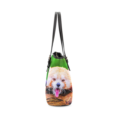 animal ArtStudio 5916 red Panda Leather Tote Bag/Small (Model 1640)