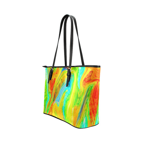 Happy Multicolor Painting Leather Tote Bag/Small (Model 1651)